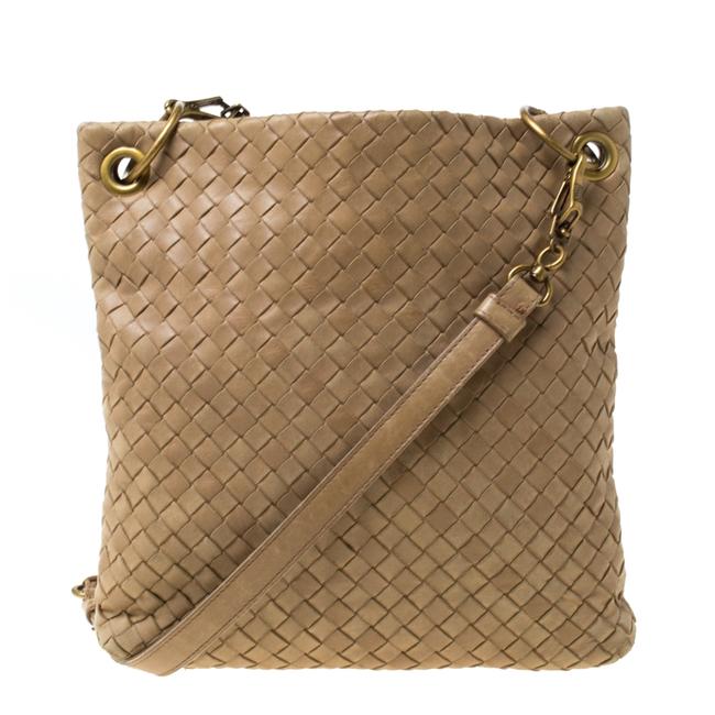 Bottega Veneta Crossbody Beige Intrecciato Leather Shoulder Bag