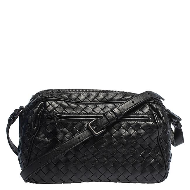 Bottega Veneta Crossbody Black Intrecciato Leather Camera Shoulder Bag
