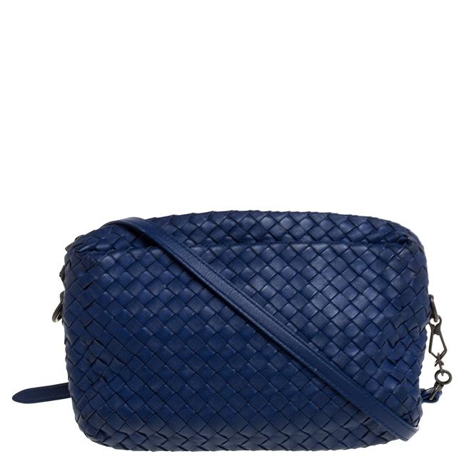 Bottega Veneta Crossbody Blue Intrecciato Leather Shoulder Bag