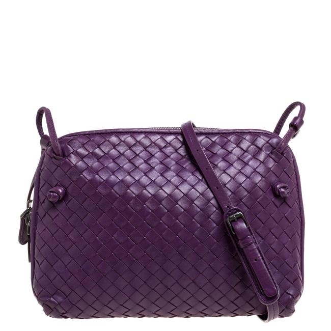 Bottega Veneta Crossbody Purple Intrecciato Leather Nodini Shoulder Bag