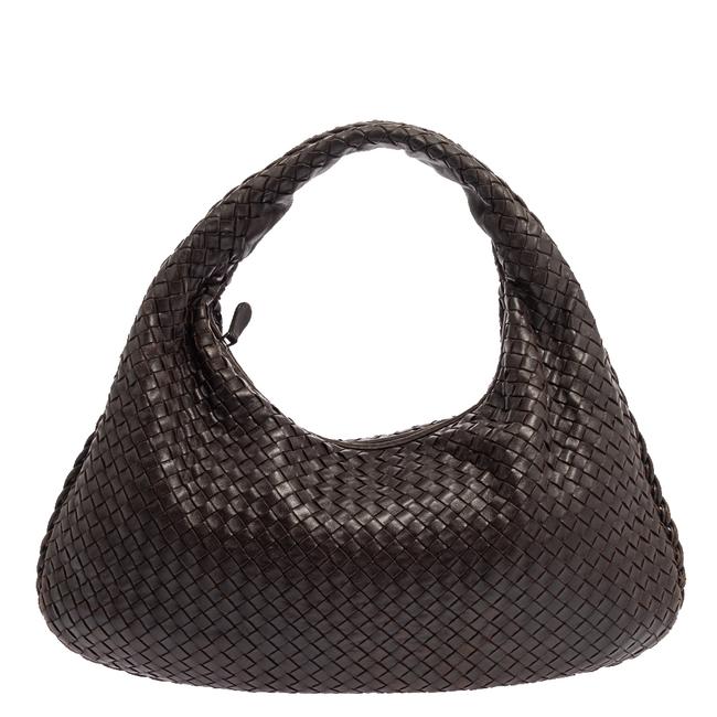 Bottega Veneta Dark Brown Intrecciato Leather Hobo Bag