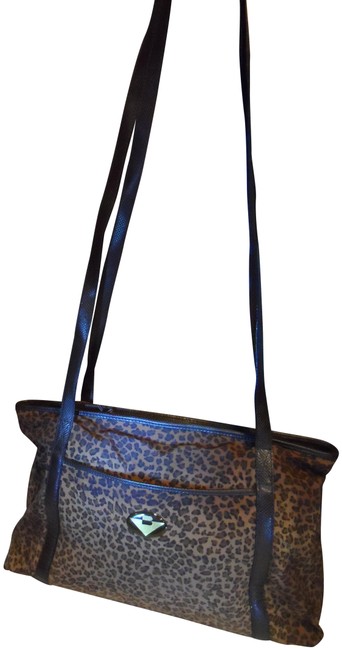 Bottega Veneta Dark Brown Leopard Fabric with Leather Trim Shoulder Bag