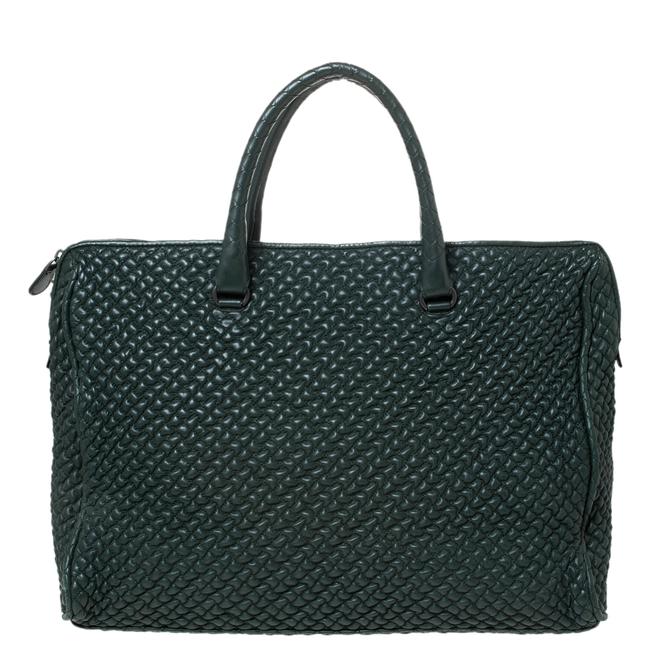 Bottega Veneta Dark Green Bubble Quilted Leather Zip Satchel