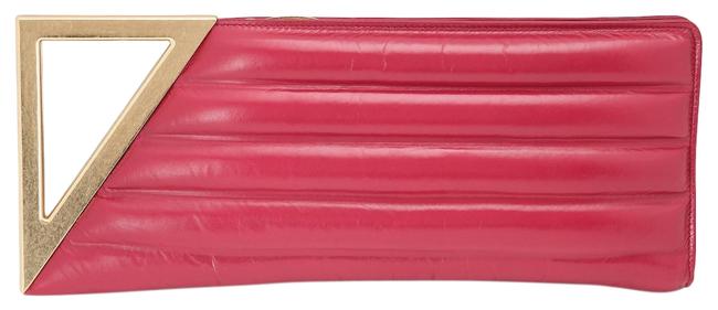 Bottega Veneta Df New Bv Rim Red Pink Leather Clutch