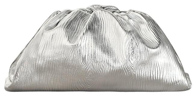 Bottega Veneta Df New The Pouch Silver Leather Clutch