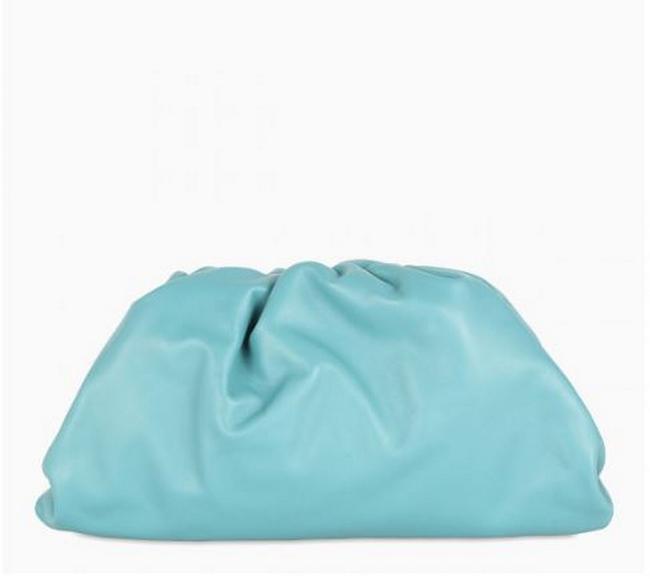 Bottega Veneta Df The Pouch Turquoise Leather Clutch