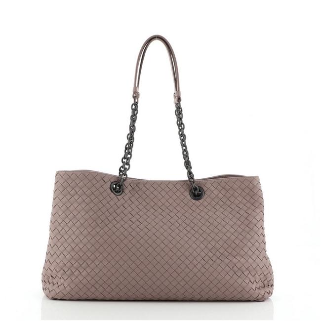 Bottega Veneta Double Chain Intrecciato Nappa Large Pink Leather Tote