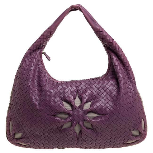 Bottega Veneta Flower Purple Intrecciato Leather Hobo Bag