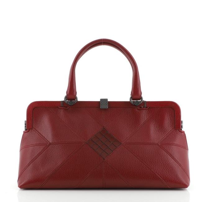 Bottega Veneta Frame Panelled with Patent Small Red Leather Satchel