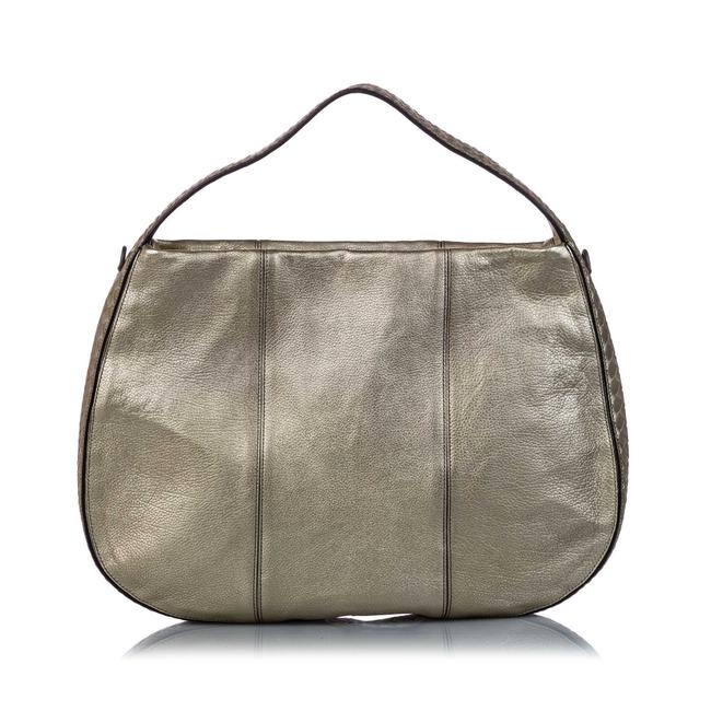 Bottega Veneta Gold Lambskin Leather Satchel