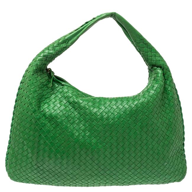 Bottega Veneta Green Intrecciato Leather Large Hobo Bag