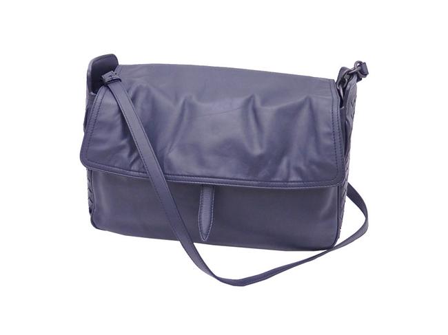 Bottega Veneta Handbag Leather Navy Intrecciato Shoulder Bag