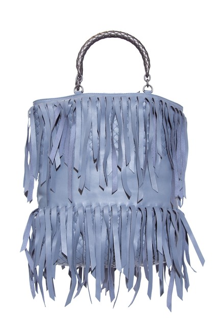 Bottega Veneta Handle with Fringe Slate Shoulder Bag