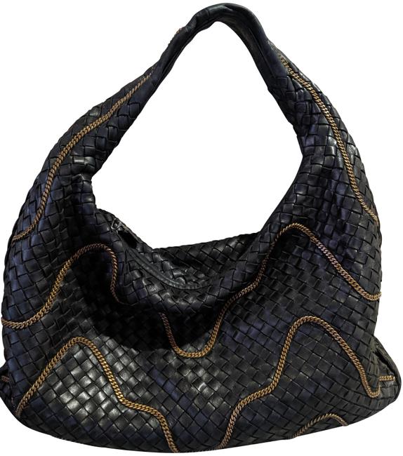Bottega Veneta Intecciato with Wave Chain Black Nappa Leather Hobo Bag