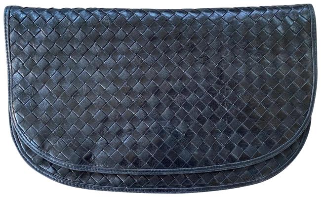 Bottega Veneta Intreacciato Super Soft Black Leather Clutch