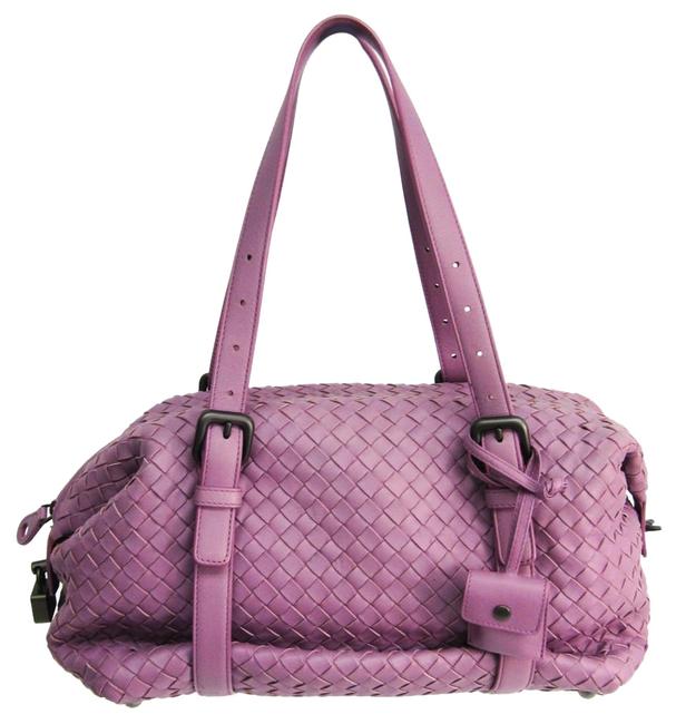Bottega Veneta Intrecciato 272801 Womens Handbag Purple Leather Satchel