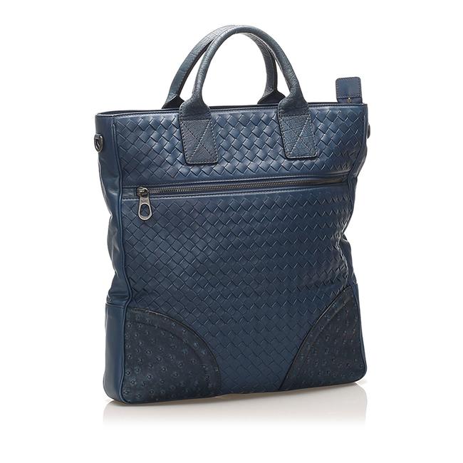 Bottega Veneta Intrecciato Blue Leather Satchel