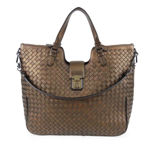 Bottega Veneta Intrecciato Brown Leather Satchel