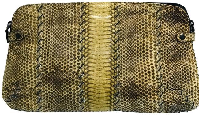 Bottega Veneta Intrecciato Brown Python Skin Leather Clutch