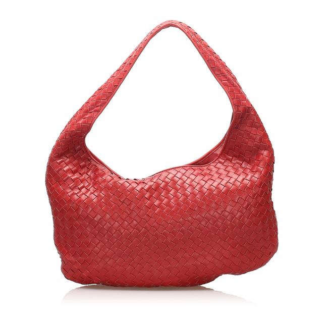 Bottega Veneta Intrecciato Campana Red Leather Hobo Bag