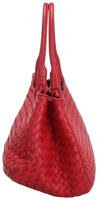 Bottega Veneta Intrecciato Handbag Red Leather Shoulder Bag
