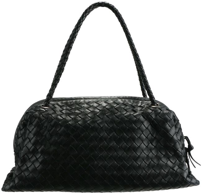 Bottega Veneta Intrecciato Handheld Black Leather Tote
