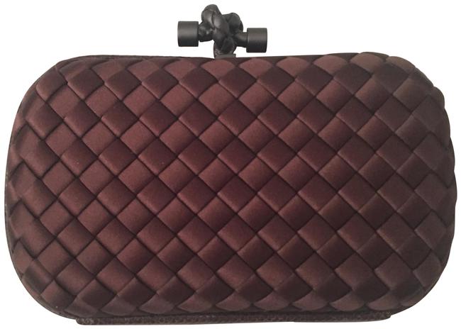 Bottega Veneta Intrecciato Impero Knot Brown Snakeskin Satin Clutch