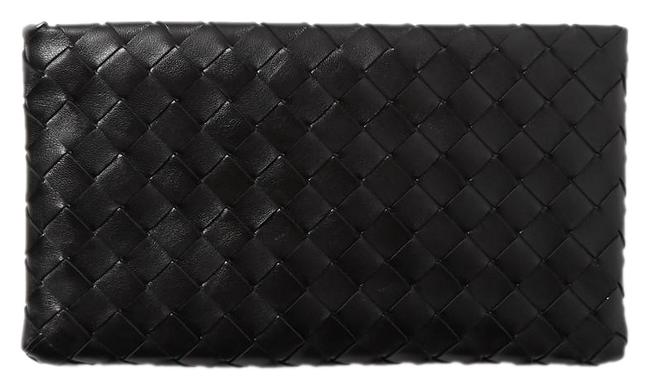 Bottega Veneta Intrecciato Leather Pouch Black Clutch