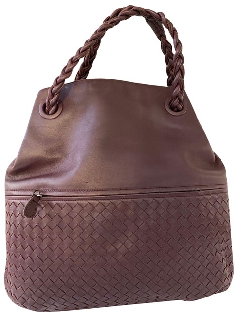 Bottega Veneta Intrecciato Nappa Burgundy Leather Satchel