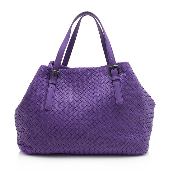 Bottega Veneta Intrecciato Nappa Cube Shf 11729 Purple Leather Tote