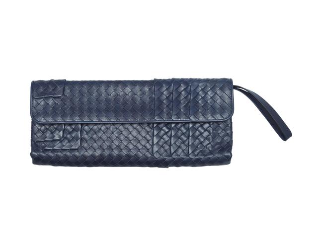 Bottega Veneta Intrecciato Navy Leather Clutch