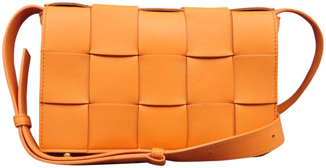 Bottega Veneta Intrecciato Orange Leather Shoulder Bag