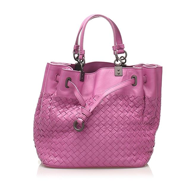 Bottega Veneta Intrecciato Pink Leather Satchel