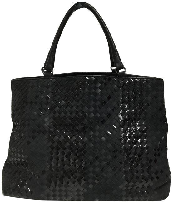Bottega Veneta Intrecciato Rugiada Shopper Black Suede Leather Tote