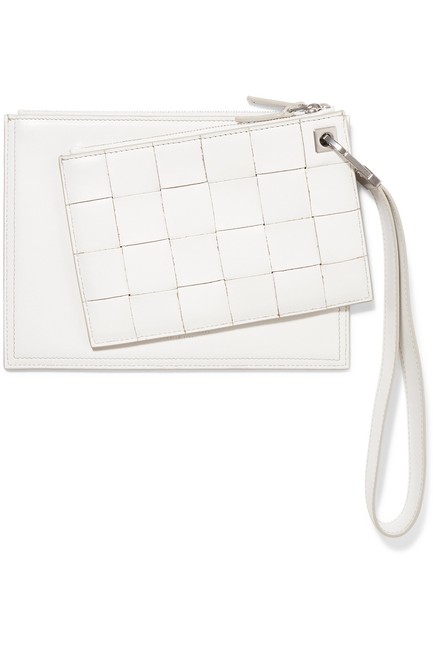 Bottega Veneta Intrecciato White Leather Clutch