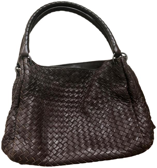 Bottega Veneta Intrecciato Woven Brown Leather Satchel