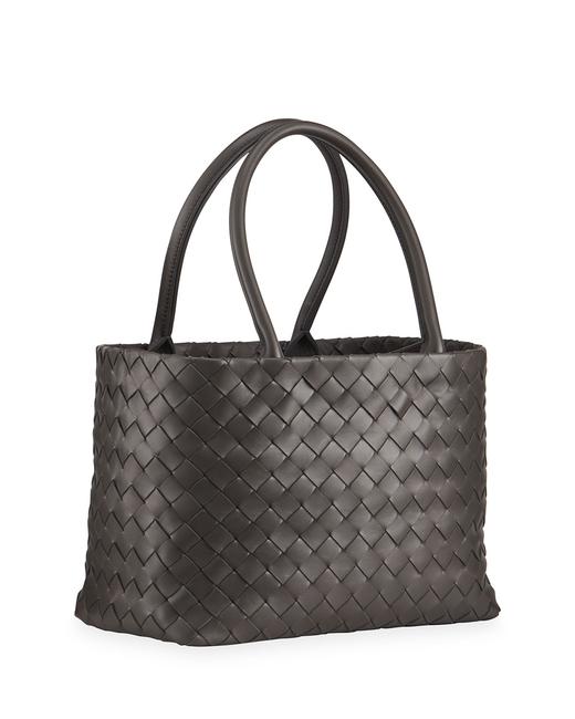 Bottega Veneta Intrecciato Woven Medium Grey Leather Tote