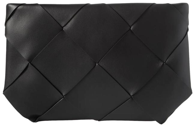 Bottega Veneta Intrecciato Woven Pouch Black Leather Clutch
