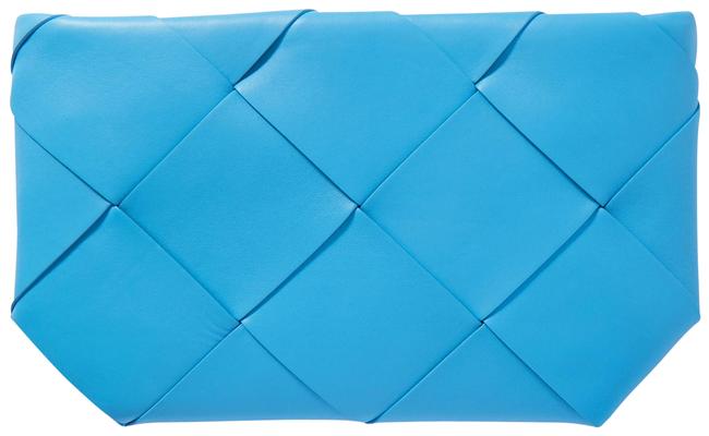 Bottega Veneta Intrecciato Woven Pouch Blue Leather Clutch