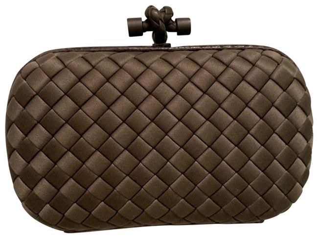 Bottega Veneta Intreccio Impero Ayers Knot Ardoise Dark Grey Satin Clutch