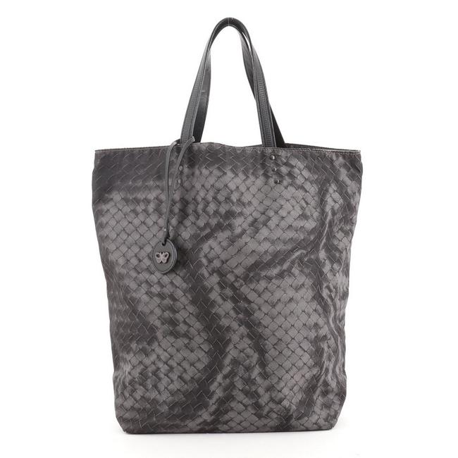 Bottega Veneta Intrecciolusion Printed Tall Green Nylon Tote
