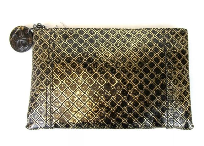 Bottega Veneta Intrecciomirage GoldBlack Leather Clutch
