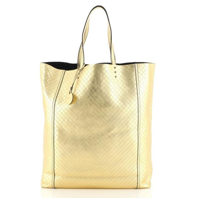 Bottega Veneta Intrecciomirage Tall Gold Leather Tote