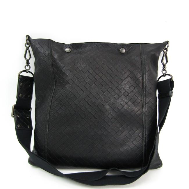Bottega Veneta Intrecciomirage Unisex Black Leather Shoulder Bag