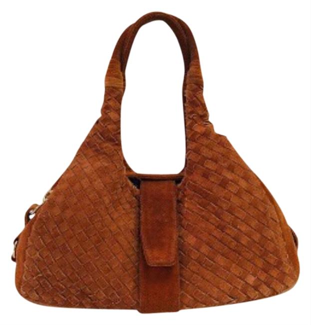Bottega Veneta Intricato Woven Terra Cotta Leather Shoulder Bag