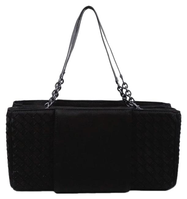 Bottega Veneta Jersey Intrecciato Knit Black Shoulder Bag