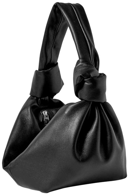 Bottega Veneta Jodie Mini Knotted Black Leather and Velvet Shoulder Bag