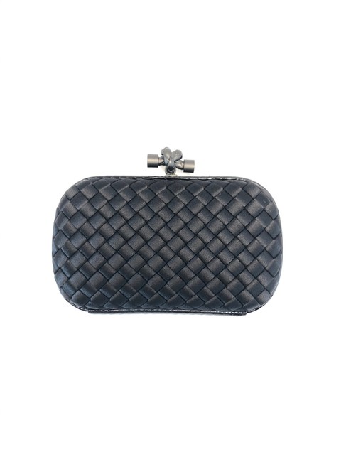 Bottega Veneta Knot Ayers Black Satin Clutch