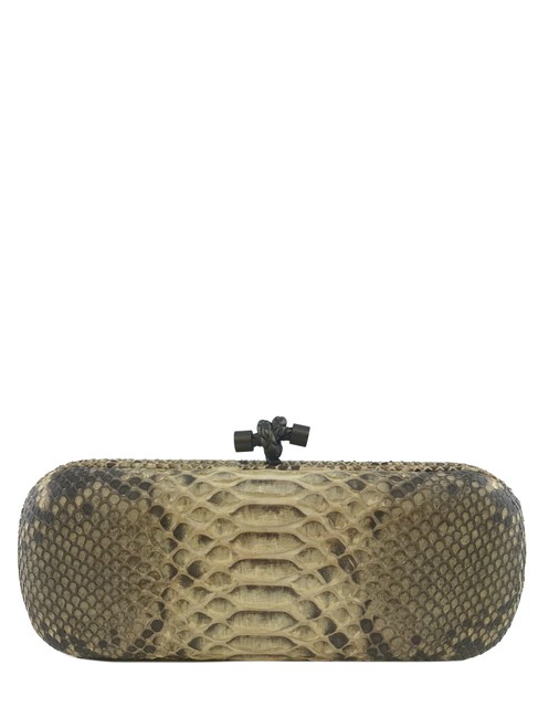 Bottega Veneta Knot Beige Python Skin Leather Clutch