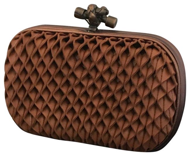 Bottega Veneta Knot Brown Brass Leather Clutch